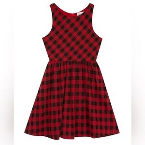 Rare Editions Girls Buffalo Plaid Check Dress Size 16 Red and Black